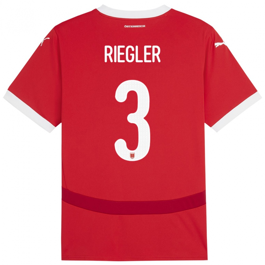 Kinder Österreich David Riegler #3 Rot Heimtrikot Trikot 24-26 T-Shirt Schweiz