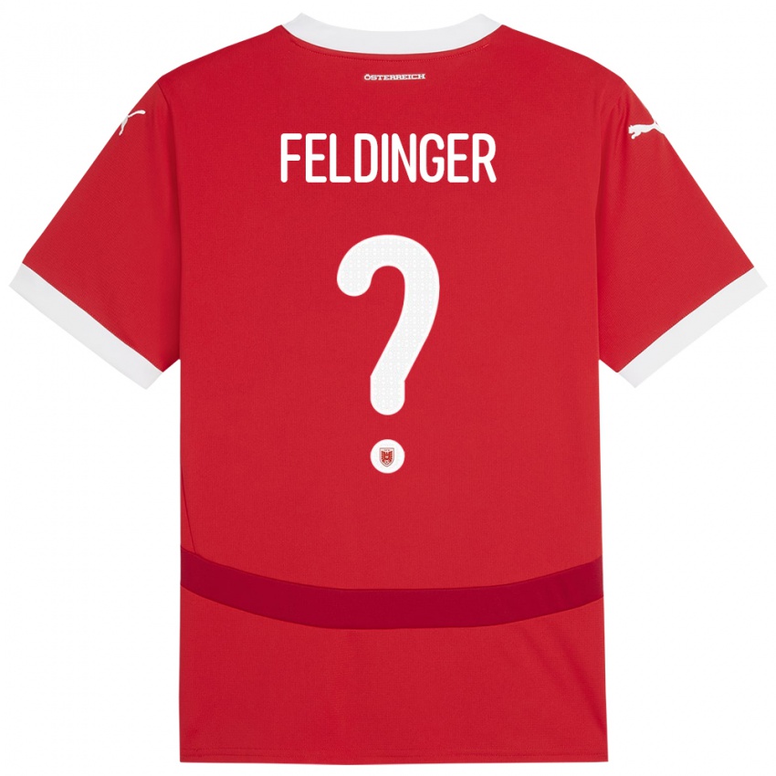 Kinder Österreich Rafael Feldinger #0 Rot Heimtrikot Trikot 24-26 T-Shirt Schweiz