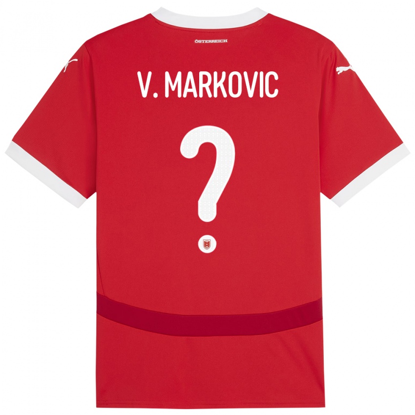 Kinder Österreich Vasilije Markovic #0 Rot Heimtrikot Trikot 24-26 T-Shirt Schweiz