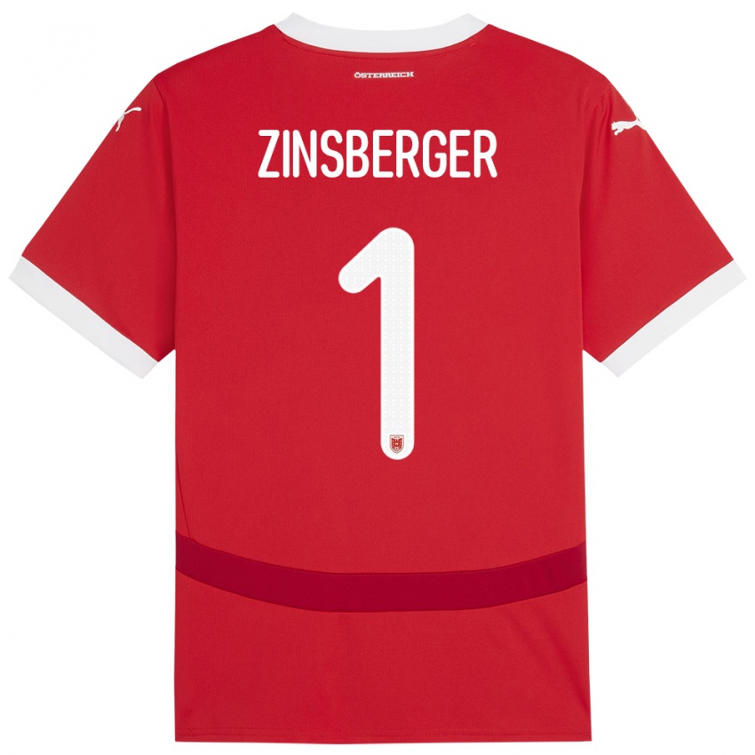 Kinder Österreich Manuela Zinsberger #1 Rot Heimtrikot Trikot 24-26 T-Shirt Schweiz