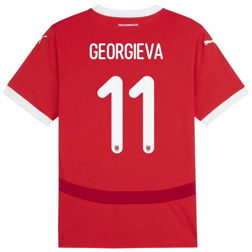 Kinder Österreich Marina Georgieva #11 Rot Heimtrikot Trikot 24-26 T-Shirt Schweiz