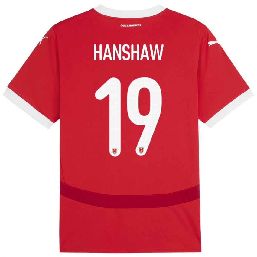 Kinder Österreich Verena Hanshaw #19 Rot Heimtrikot Trikot 24-26 T-Shirt Schweiz