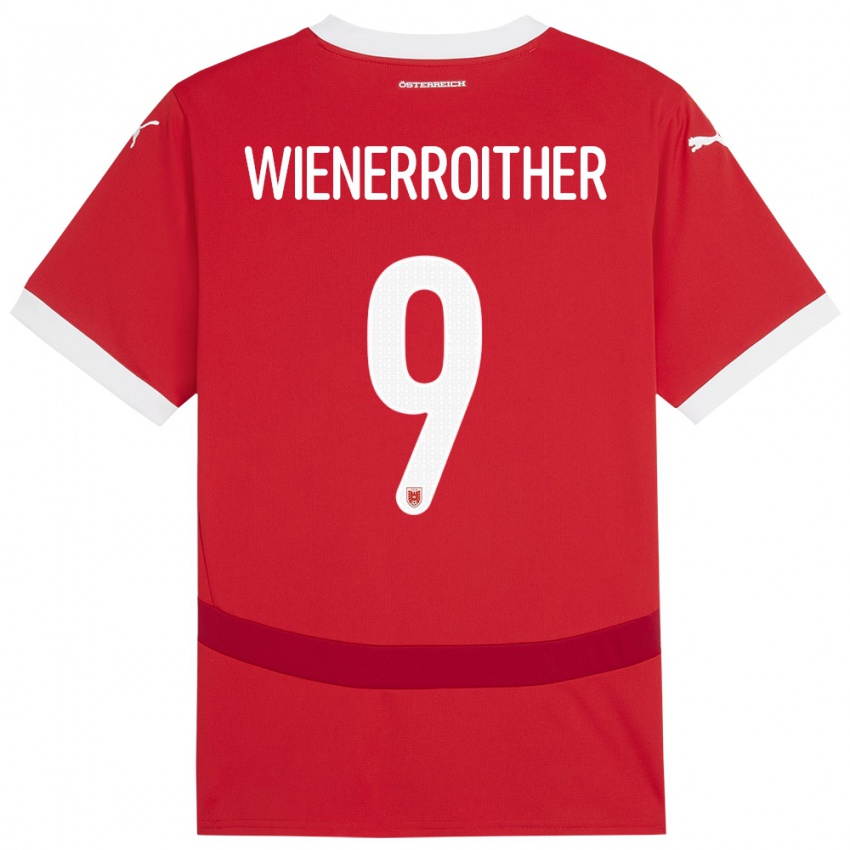 Kinder Österreich Katja Wienerroither #9 Rot Heimtrikot Trikot 24-26 T-Shirt Schweiz