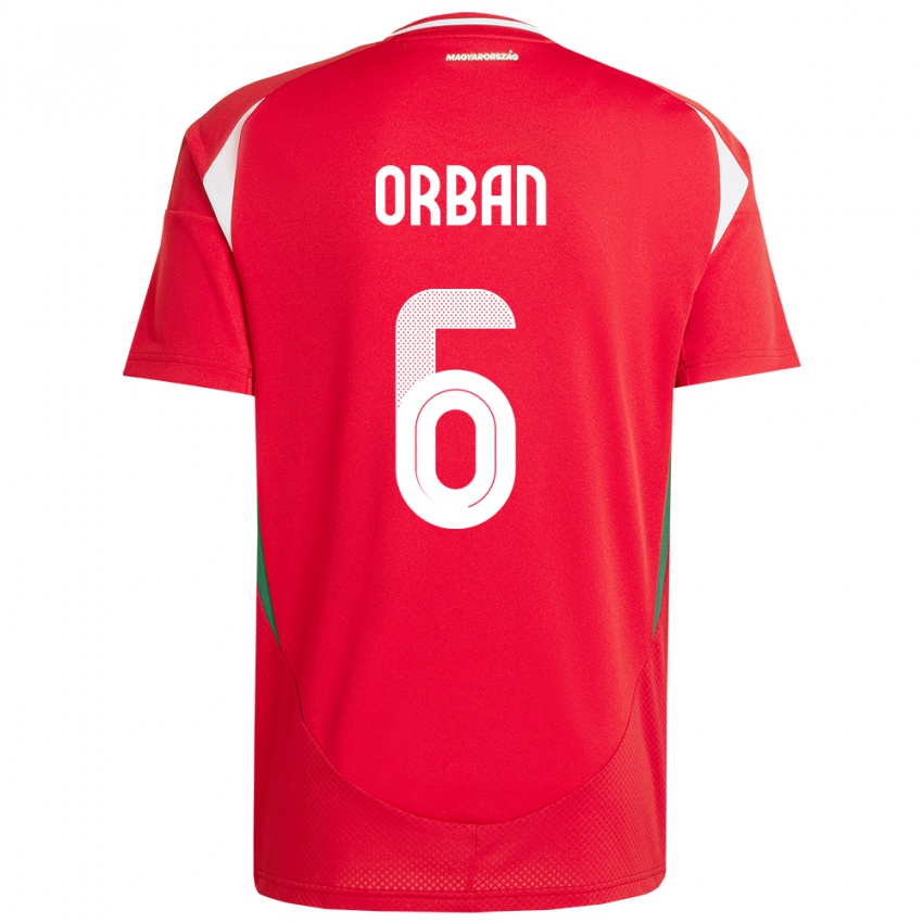 Kinder Ungarn Willi Orbán #6 Rot Heimtrikot Trikot 24-26 T-Shirt Schweiz