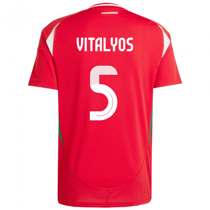 Kinder Ungarn Viktor Vitályos #5 Rot Heimtrikot Trikot 24-26 T-Shirt Schweiz