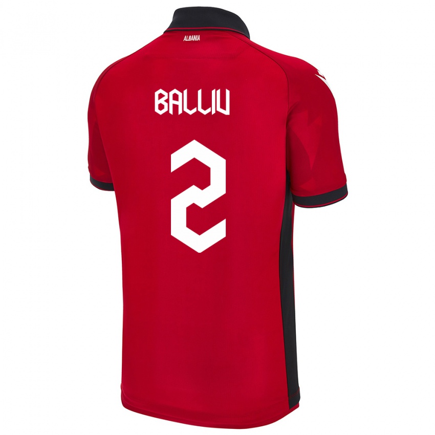 Kinder Albanien Iván Balliu #2 Rot Heimtrikot Trikot 24-26 T-Shirt Schweiz