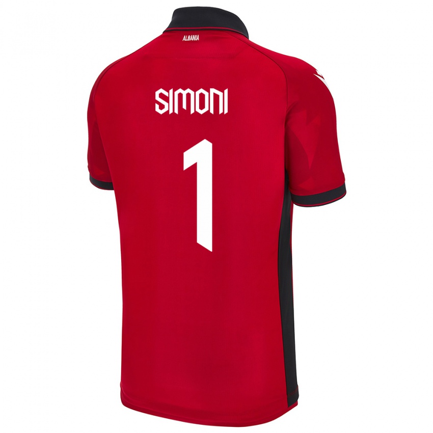 Kinder Albanien Simon Simoni #1 Rot Heimtrikot Trikot 24-26 T-Shirt Schweiz