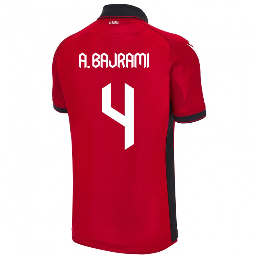 Kinder Albanien Adrian Bajrami #4 Rot Heimtrikot Trikot 24-26 T-Shirt Schweiz