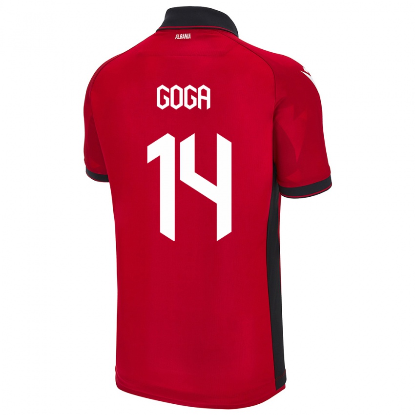 Kinder Albanien Ergi Goga #14 Rot Heimtrikot Trikot 24-26 T-Shirt Schweiz