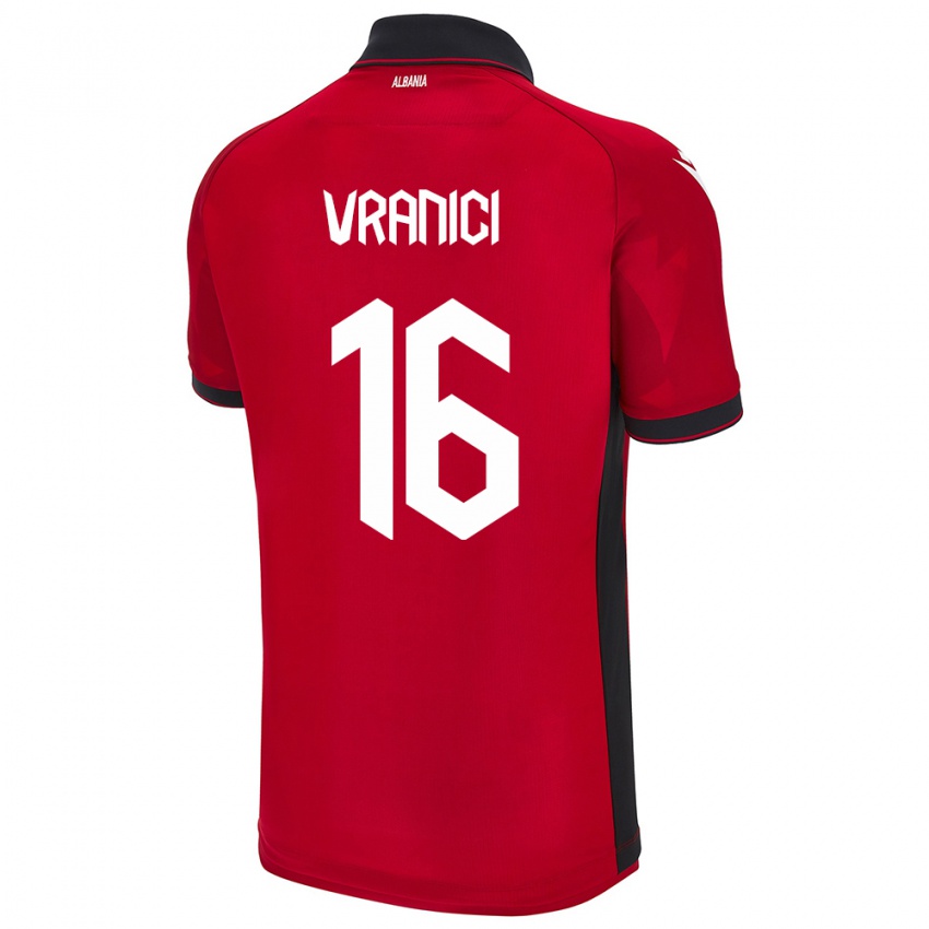 Kinder Albanien Dean Vranici #16 Rot Heimtrikot Trikot 24-26 T-Shirt Schweiz