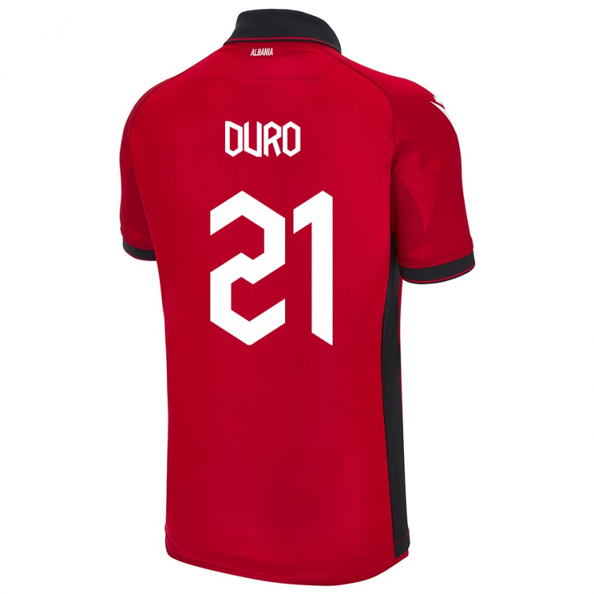 Kinder Albanien Dejvi Duro #21 Rot Heimtrikot Trikot 24-26 T-Shirt Schweiz