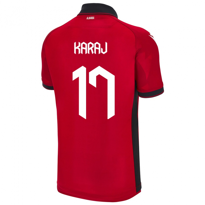 Kinder Albanien Eraldo Karaj #17 Rot Heimtrikot Trikot 24-26 T-Shirt Schweiz