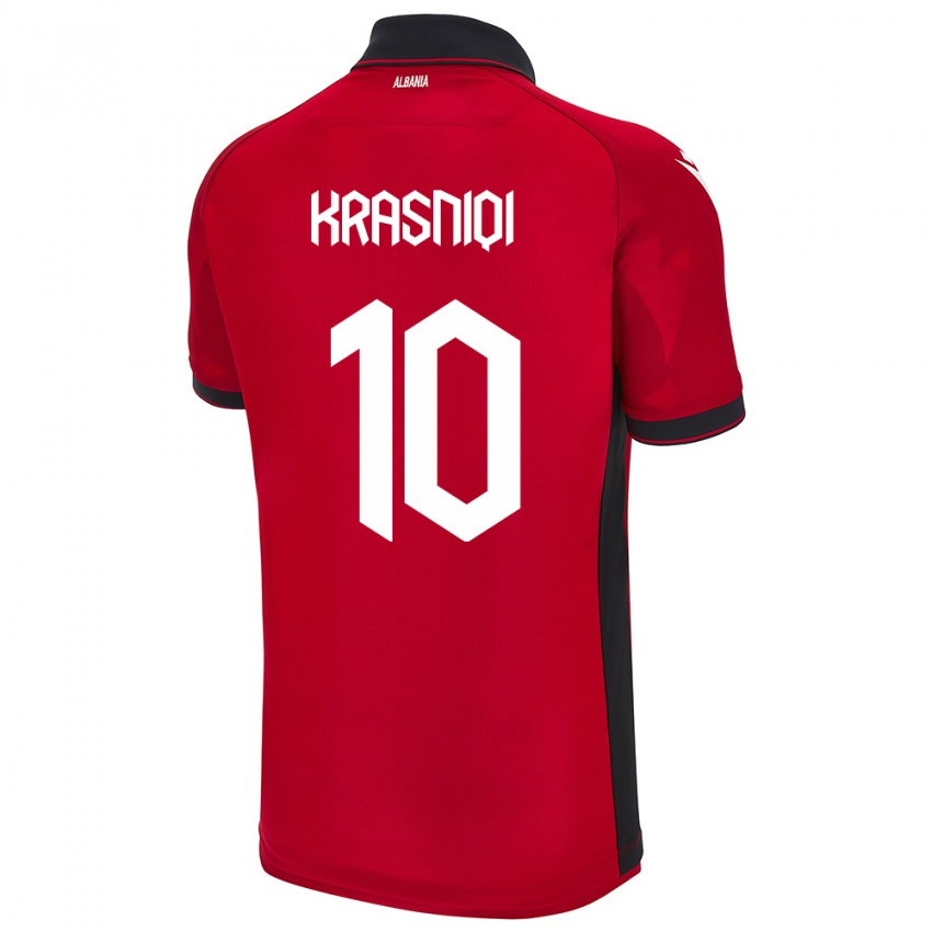 Kinder Albanien Qëndresa Krasniqi #10 Rot Heimtrikot Trikot 24-26 T-Shirt Schweiz