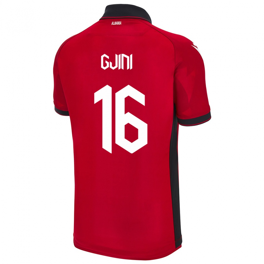 Kinder Albanien Luçije Gjini #16 Rot Heimtrikot Trikot 24-26 T-Shirt Schweiz