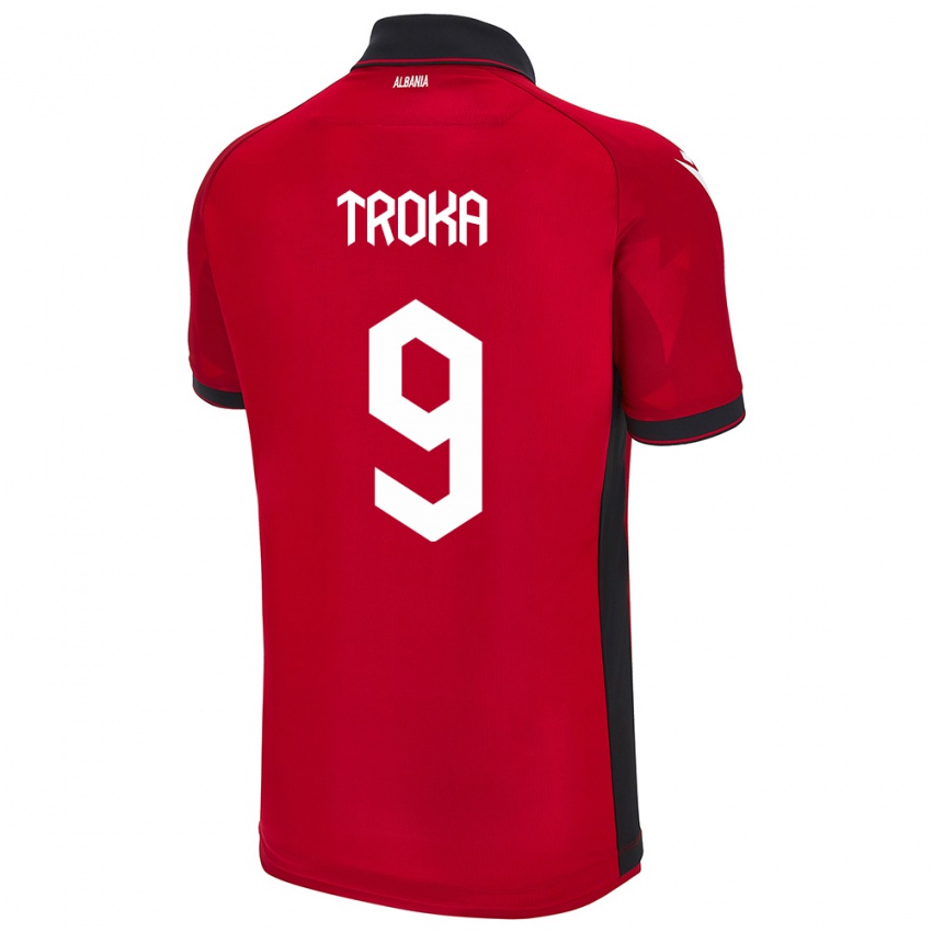 Kinder Albanien Valentina Troka #9 Rot Heimtrikot Trikot 24-26 T-Shirt Schweiz