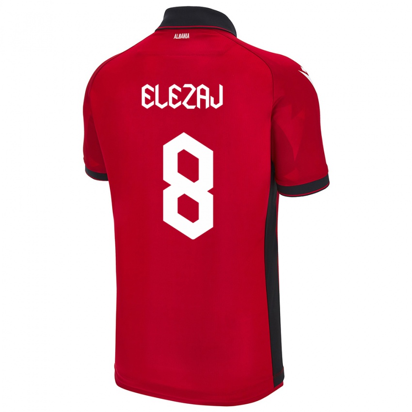 Kinder Albanien Endrina Elezaj #8 Rot Heimtrikot Trikot 24-26 T-Shirt Schweiz