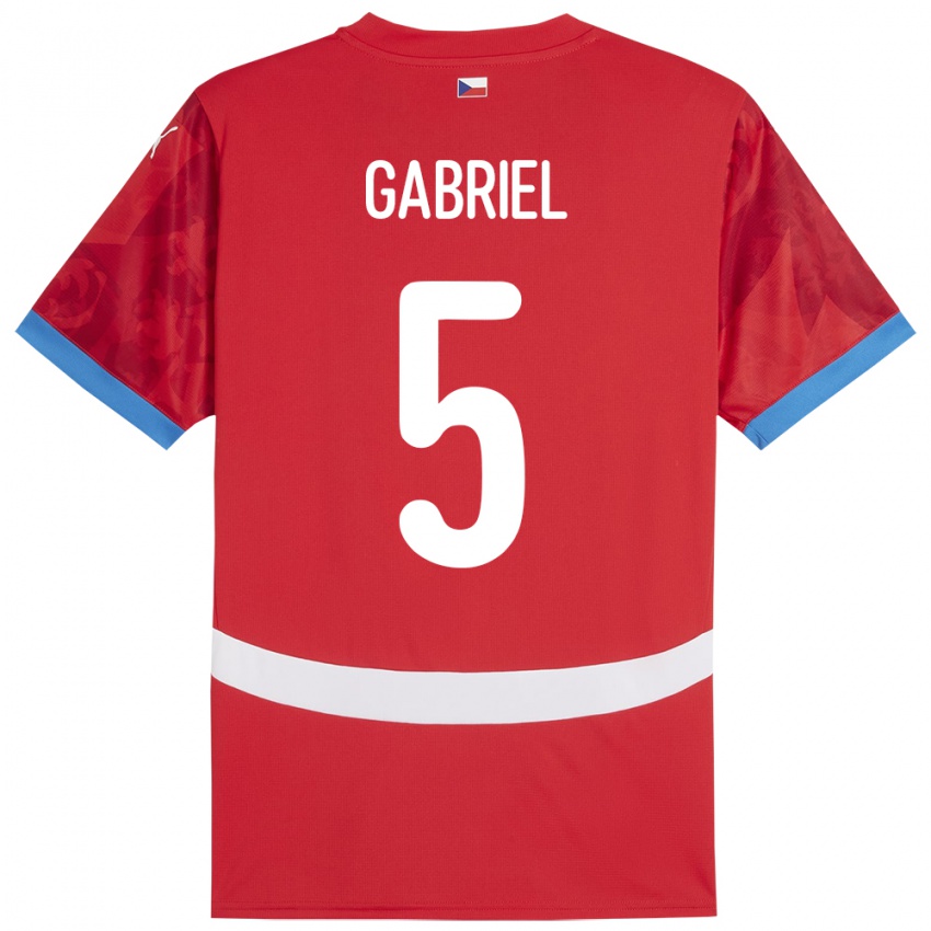 Kinder Tschechien Adam Gabriel #5 Rot Heimtrikot Trikot 24-26 T-Shirt Schweiz