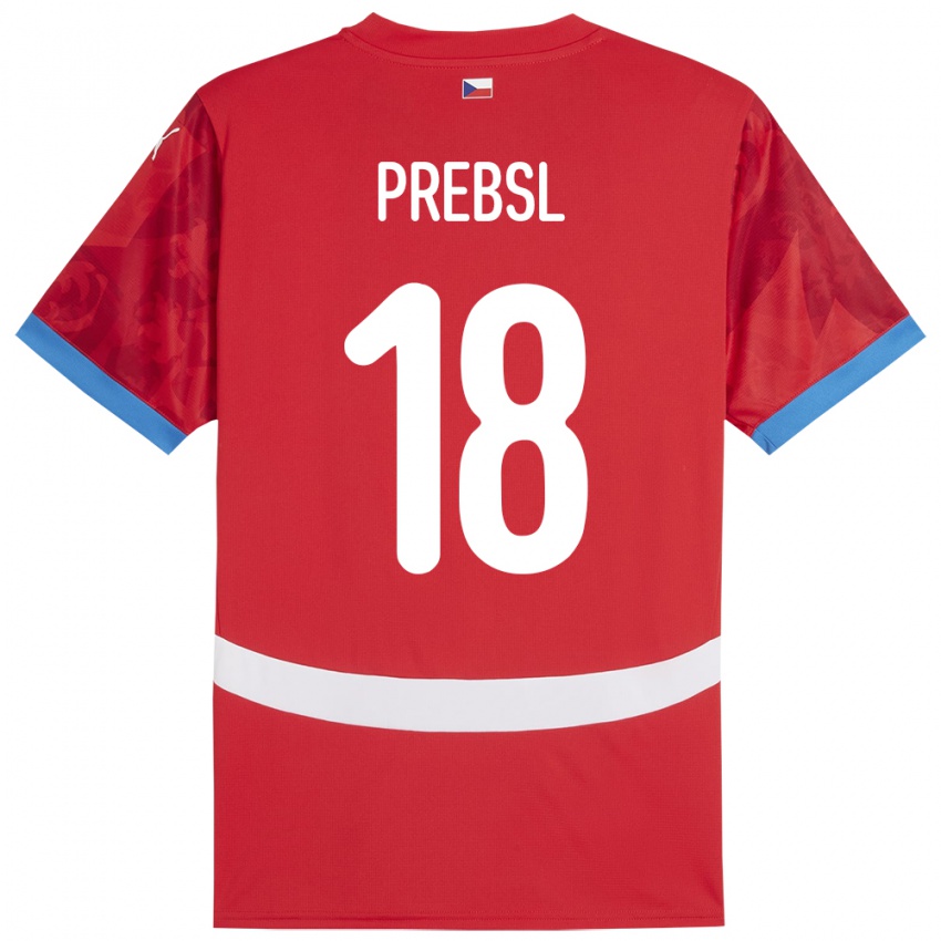 Kinder Tschechien Filip Prebsl #18 Rot Heimtrikot Trikot 24-26 T-Shirt Schweiz