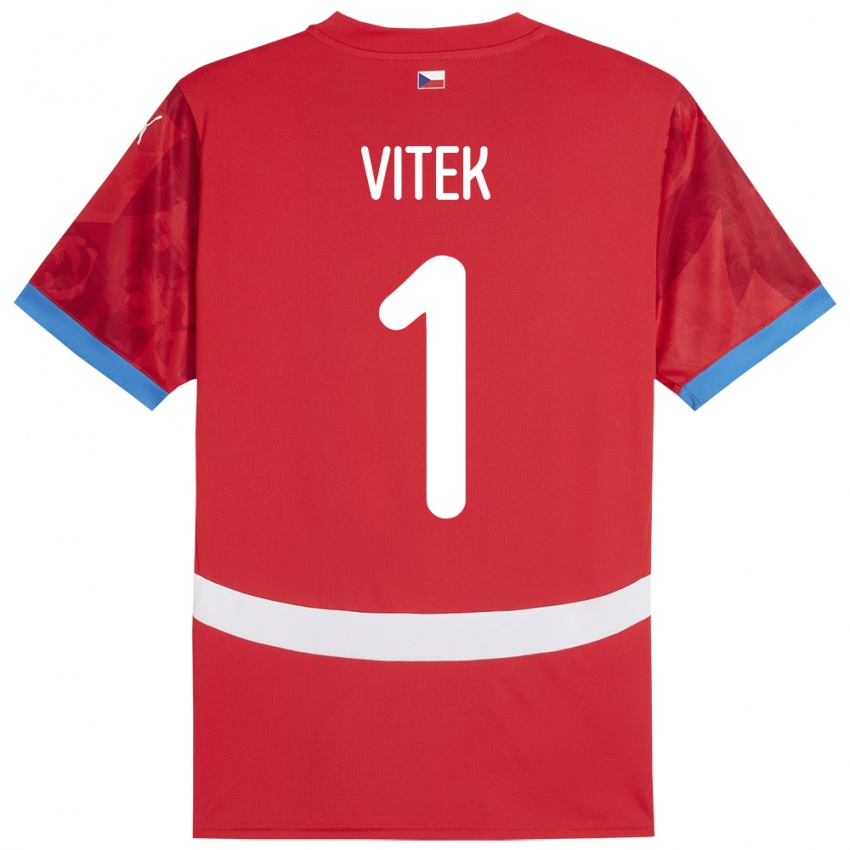 Kinder Tschechien Radek Vitek #1 Rot Heimtrikot Trikot 24-26 T-Shirt Schweiz