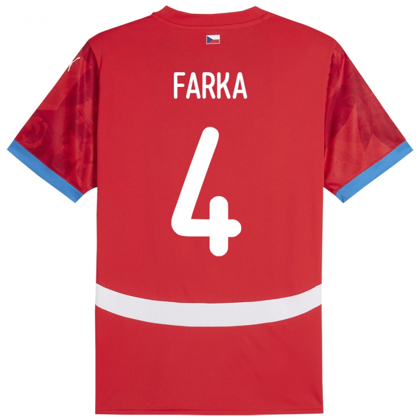 Kinder Tschechien Dominik Farka #4 Rot Heimtrikot Trikot 24-26 T-Shirt Schweiz