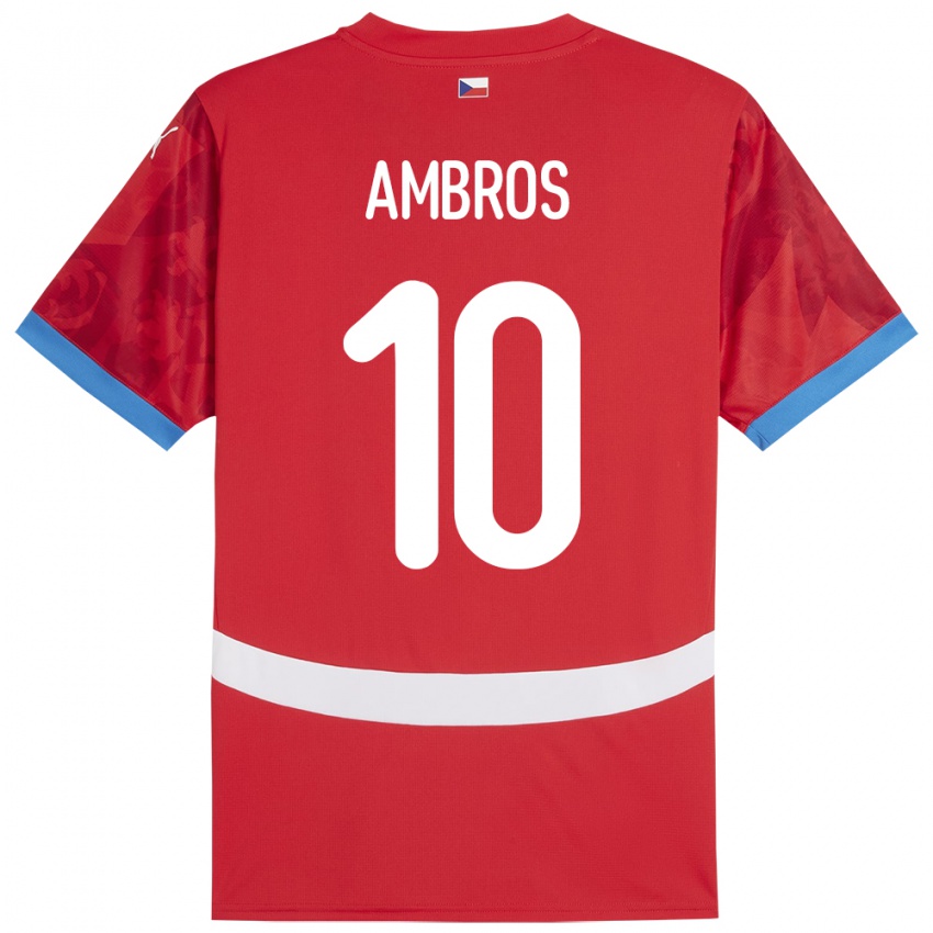 Kinder Tschechien Lukas Ambros #10 Rot Heimtrikot Trikot 24-26 T-Shirt Schweiz