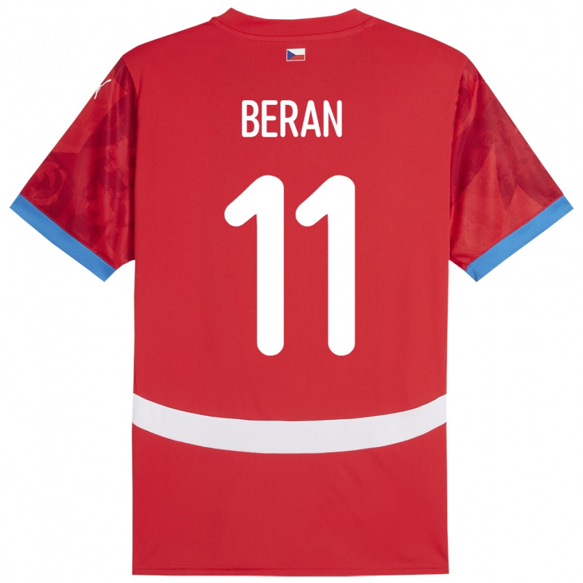 Kinder Tschechien Stepan Beran #11 Rot Heimtrikot Trikot 24-26 T-Shirt Schweiz