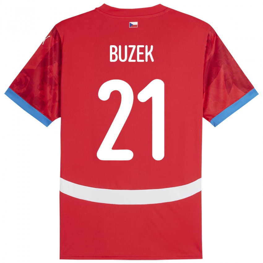 Kinder Tschechien Alexandr Buzek #21 Rot Heimtrikot Trikot 24-26 T-Shirt Schweiz