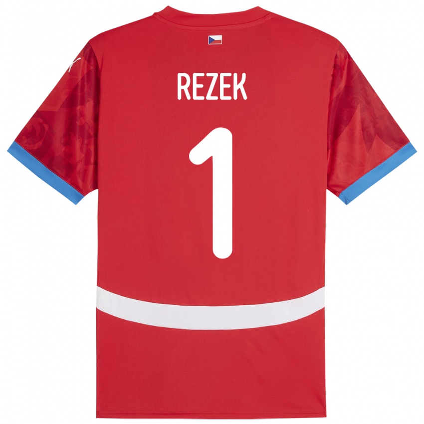 Kinder Tschechien Adam Rezek #1 Rot Heimtrikot Trikot 24-26 T-Shirt Schweiz