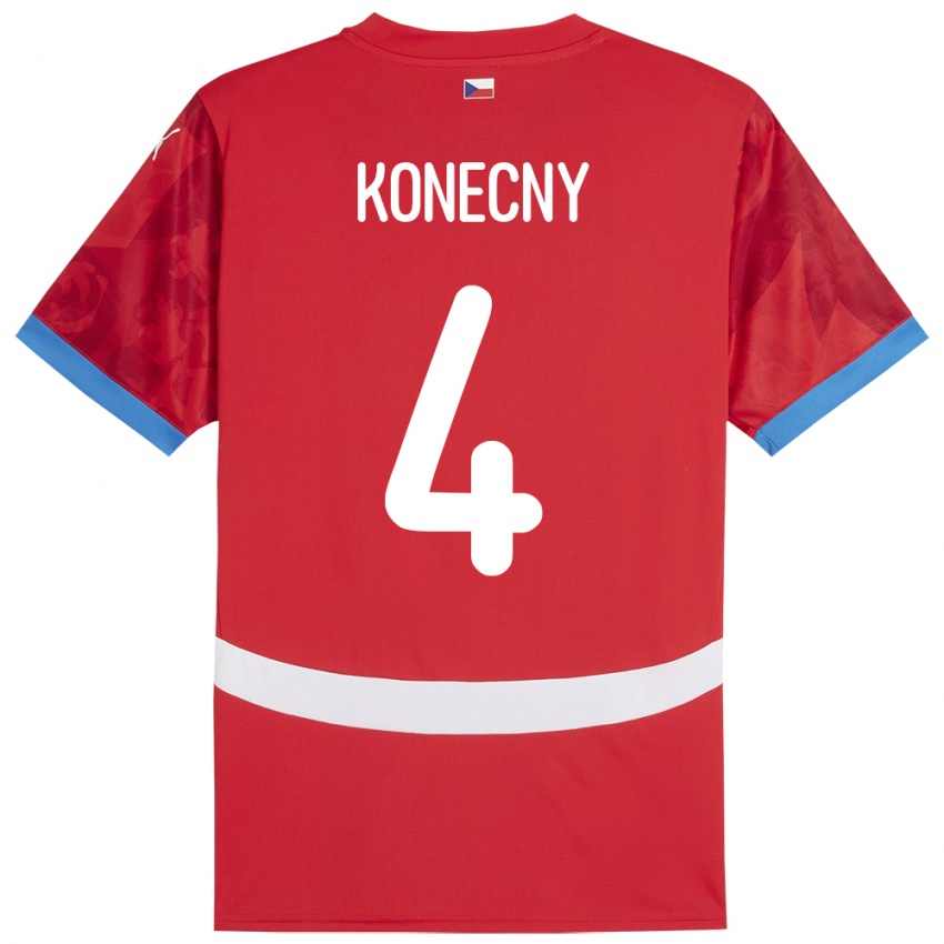 Kinder Tschechien Mikulas Konecny #4 Rot Heimtrikot Trikot 24-26 T-Shirt Schweiz