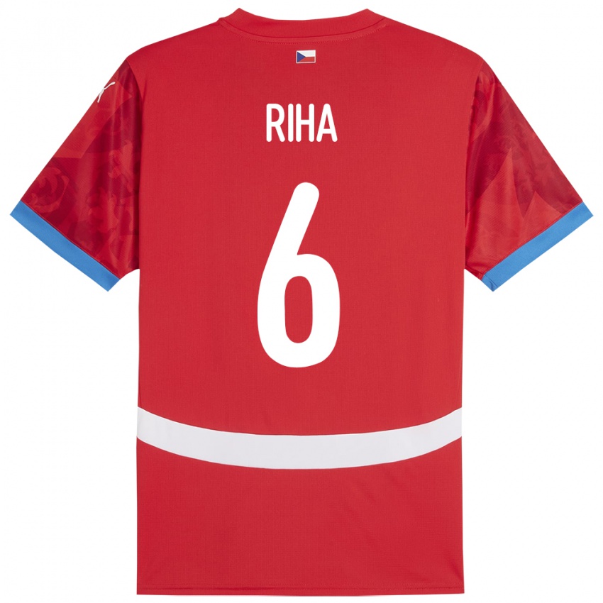 Kinder Tschechien Ferdinand Riha #6 Rot Heimtrikot Trikot 24-26 T-Shirt Schweiz