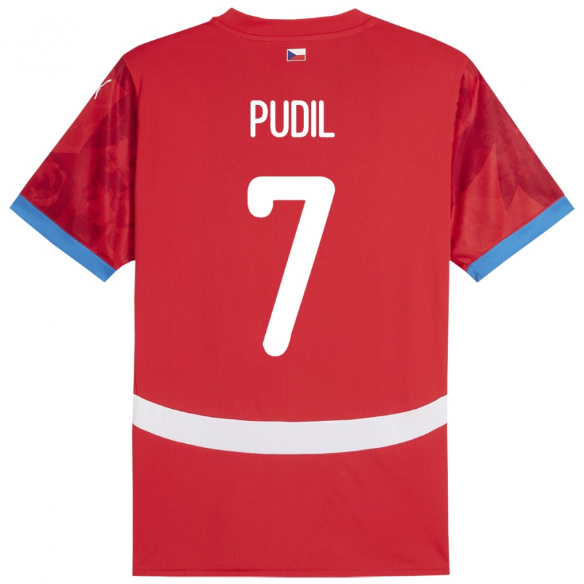 Kinder Tschechien Adam Pudil #7 Rot Heimtrikot Trikot 24-26 T-Shirt Schweiz