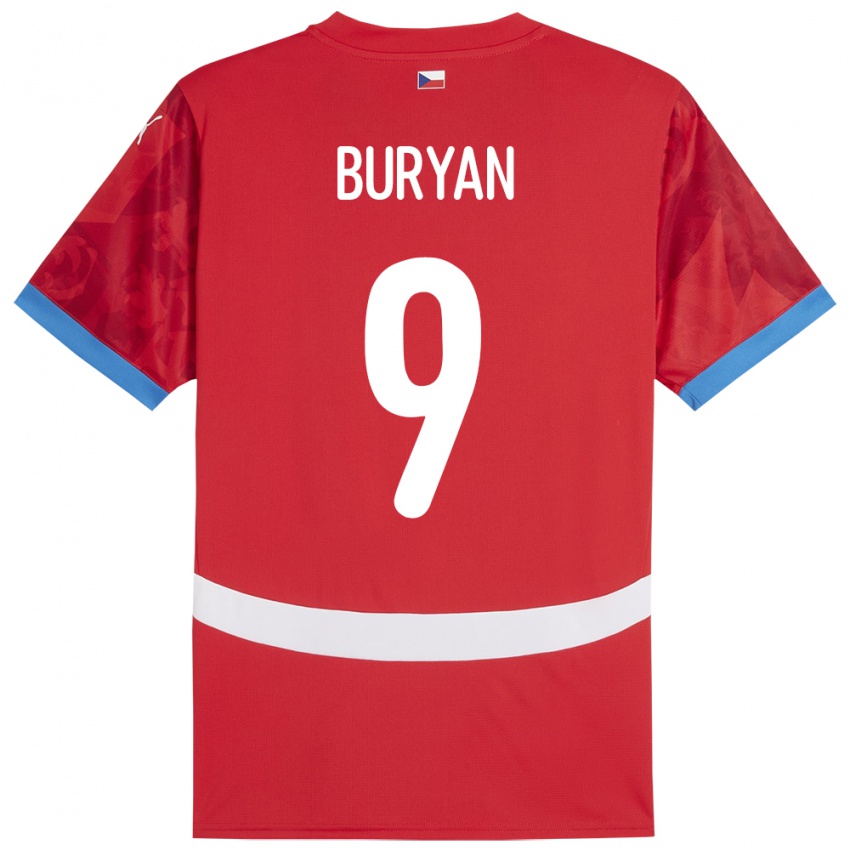 Kinder Tschechien Jan Buryan #9 Rot Heimtrikot Trikot 24-26 T-Shirt Schweiz