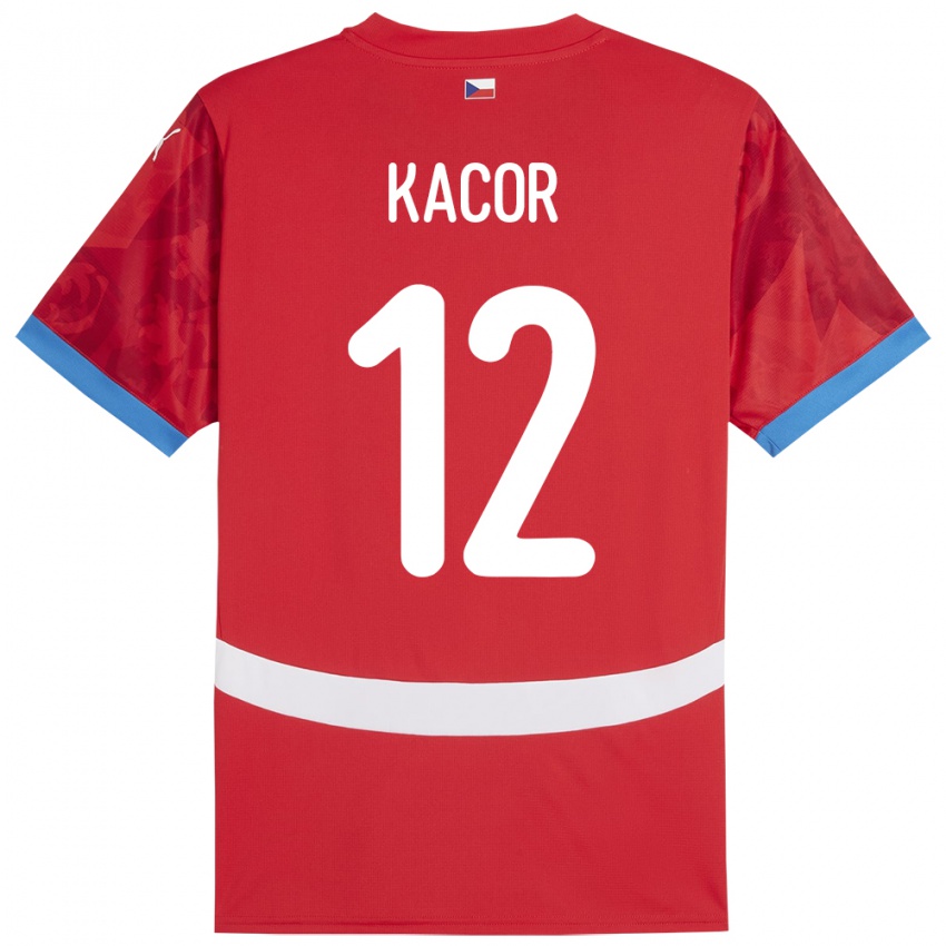 Kinder Tschechien Pavel Kacor #12 Rot Heimtrikot Trikot 24-26 T-Shirt Schweiz