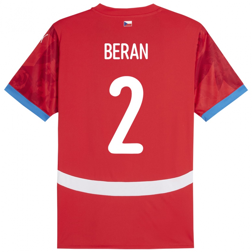 Kinder Tschechien Stepan Beran #2 Rot Heimtrikot Trikot 24-26 T-Shirt Schweiz