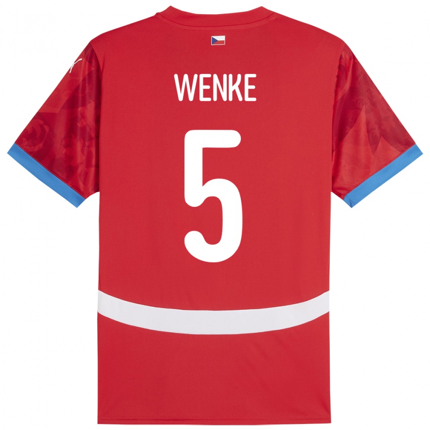 Kinder Tschechien Eduard Wenke #5 Rot Heimtrikot Trikot 24-26 T-Shirt Schweiz