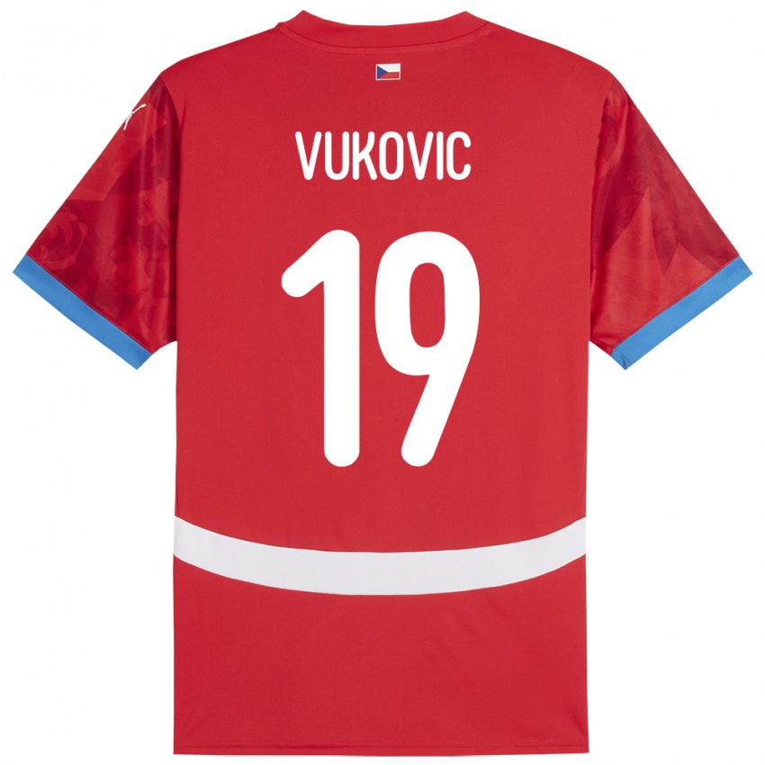 Kinder Tschechien Kristian Vukovic #19 Rot Heimtrikot Trikot 24-26 T-Shirt Schweiz