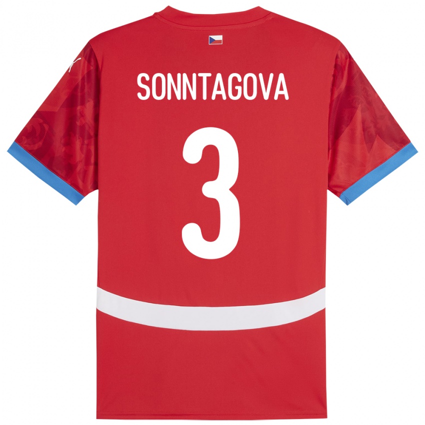 Kinder Tschechien Eliška Sonntagová #3 Rot Heimtrikot Trikot 24-26 T-Shirt Schweiz