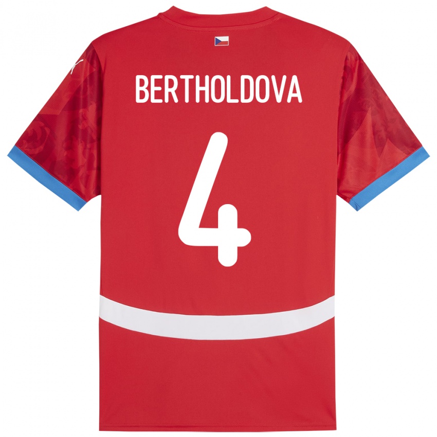 Kinder Tschechien Petra Bertholdová #4 Rot Heimtrikot Trikot 24-26 T-Shirt Schweiz