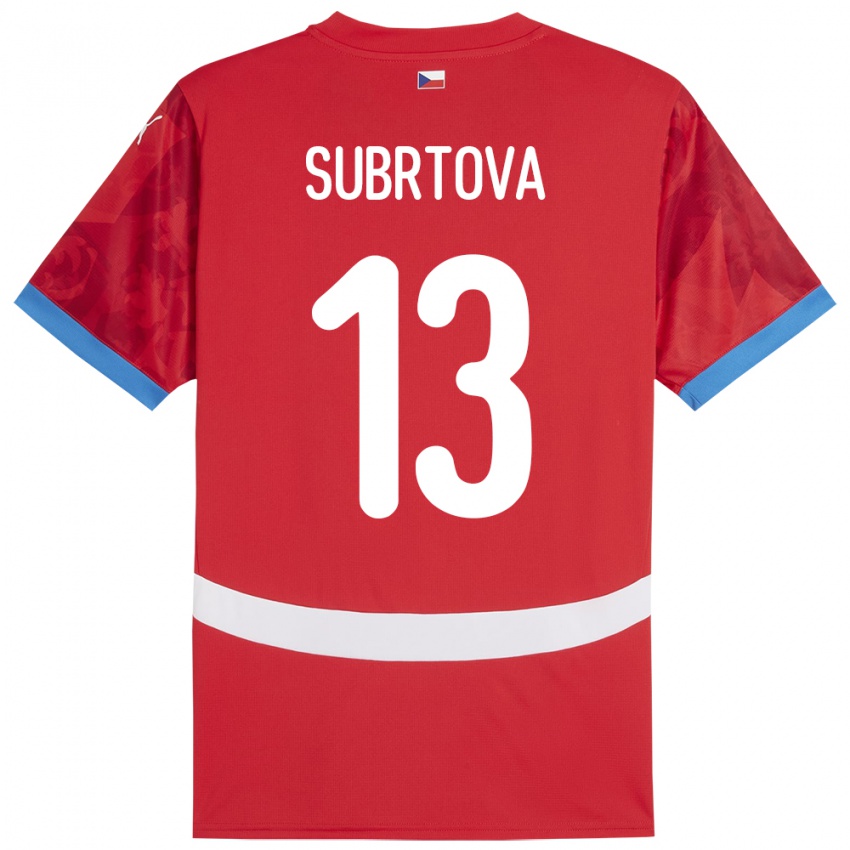 Kinder Tschechien Anna Šubrtová #13 Rot Heimtrikot Trikot 24-26 T-Shirt Schweiz