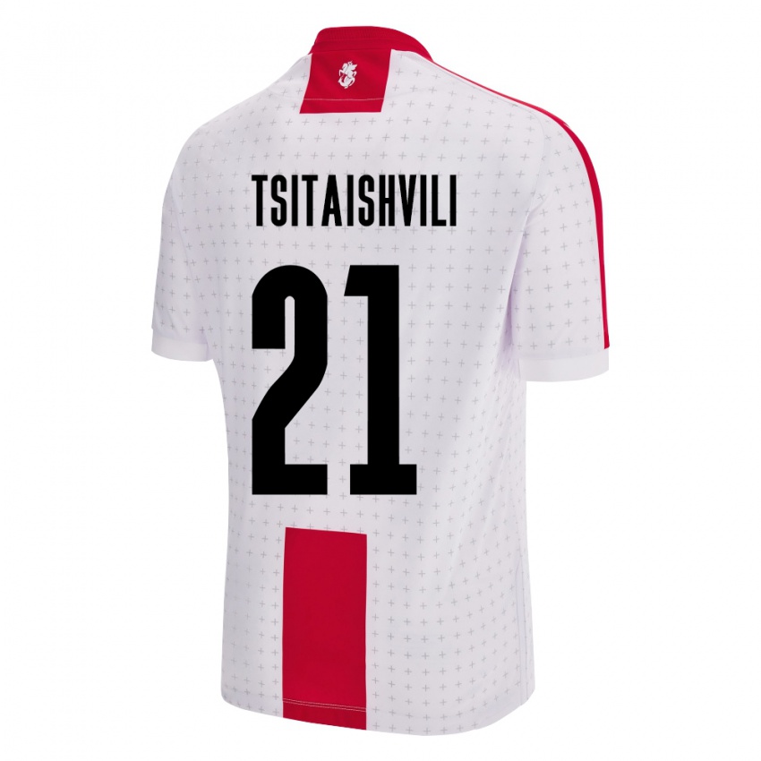 Kinder Georgien Georgiy Tsitaishvili #21 Weiß Heimtrikot Trikot 24-26 T-Shirt Schweiz