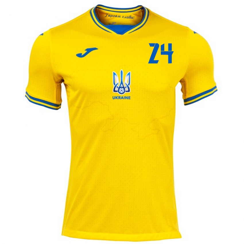 Kinder Ukraine Oleksandr Tymchyk #24 Gelb Heimtrikot Trikot 24-26 T-Shirt Schweiz