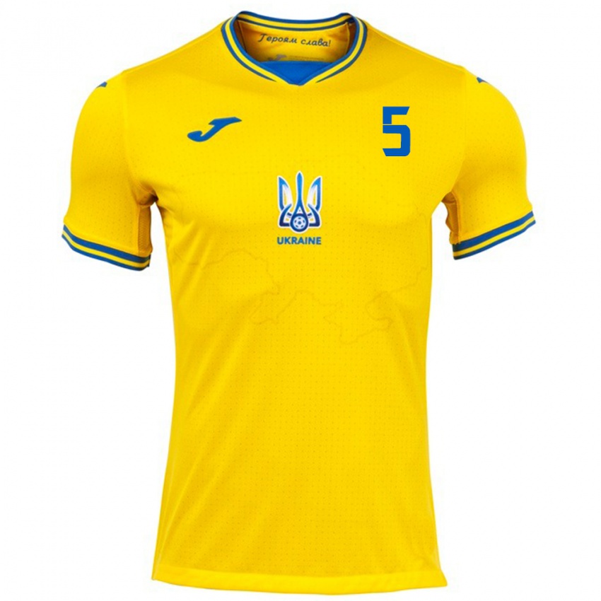 Kinder Ukraine Mykola Ogarkov #5 Gelb Heimtrikot Trikot 24-26 T-Shirt Schweiz