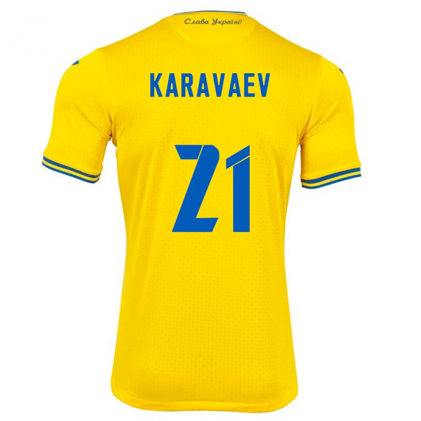 Kinder Ukraine Oleksandr Karavaev #21 Gelb Heimtrikot Trikot 24-26 T-Shirt Schweiz