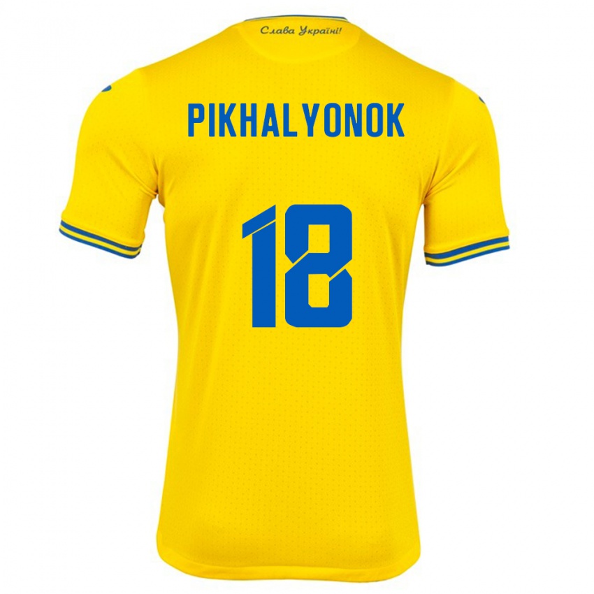 Kinder Ukraine Oleksandr Pikhalyonok #18 Gelb Heimtrikot Trikot 24-26 T-Shirt Schweiz