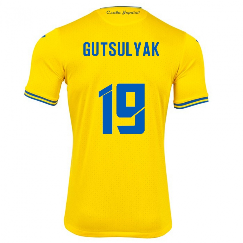 Kinder Ukraine Oleksiy Gutsulyak #19 Gelb Heimtrikot Trikot 24-26 T-Shirt Schweiz