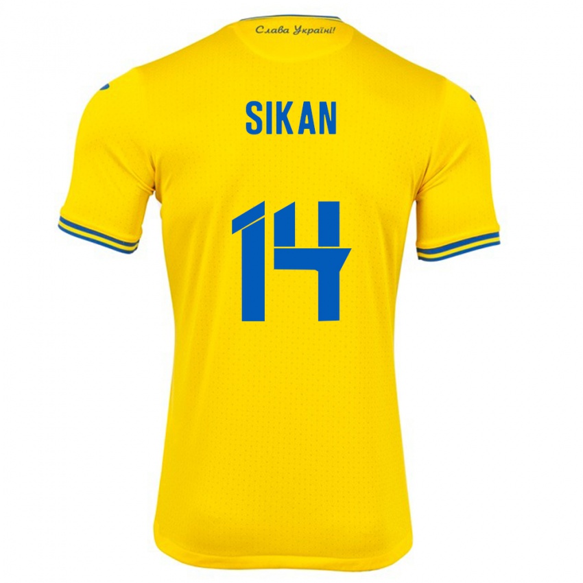 Kinder Ukraine Danylo Sikan #14 Gelb Heimtrikot Trikot 24-26 T-Shirt Schweiz