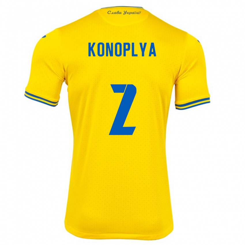 Kinder Ukraine Yukhym Konoplya #2 Gelb Heimtrikot Trikot 24-26 T-Shirt Schweiz