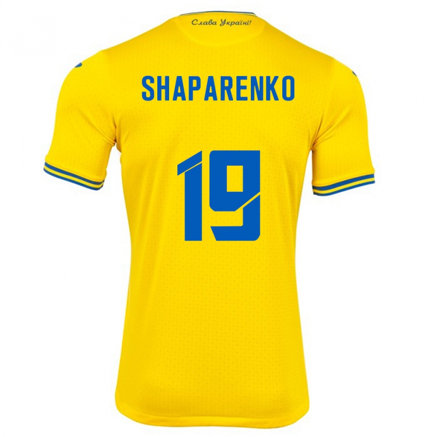 Kinder Ukraine Mykola Shaparenko #19 Gelb Heimtrikot Trikot 24-26 T-Shirt Schweiz