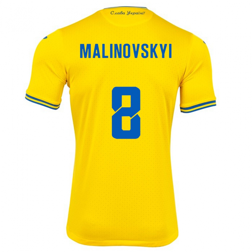 Kinder Ukraine Ruslan Malinovskyi #8 Gelb Heimtrikot Trikot 24-26 T-Shirt Schweiz