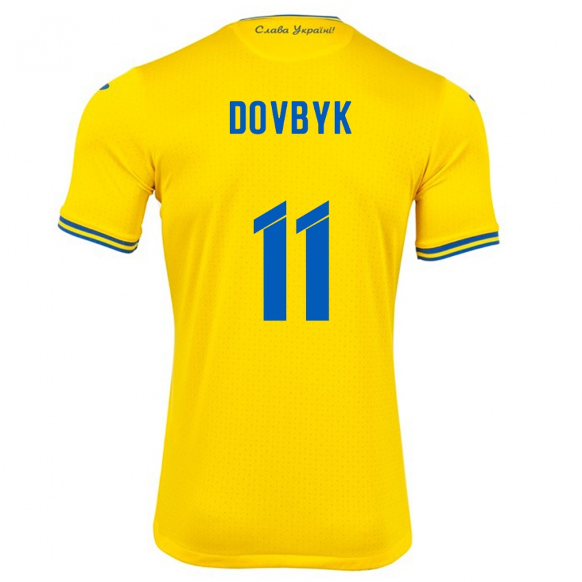 Kinder Ukraine Artem Dovbyk #11 Gelb Heimtrikot Trikot 24-26 T-Shirt Schweiz